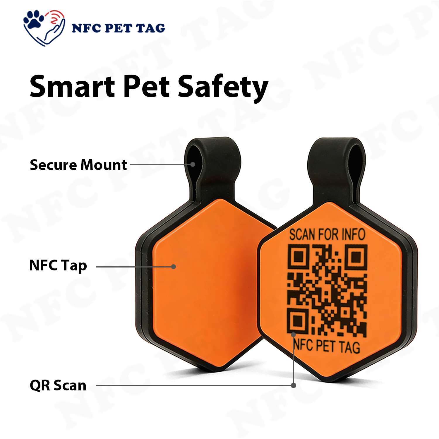 Thin Silicone NFC Smart Pet Tag Custom QR Code Pet ID Tag