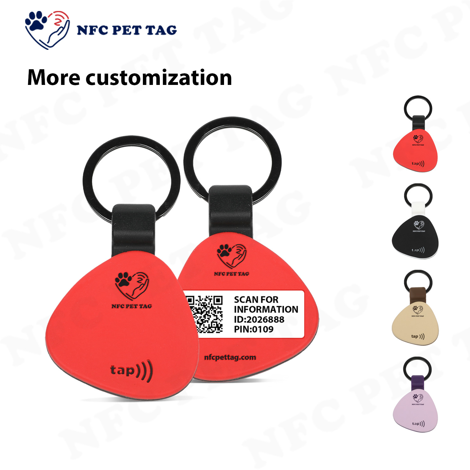 Premium Durable Silicone NFC Pet Tag Encased QR Code Pet ID Name Tag
