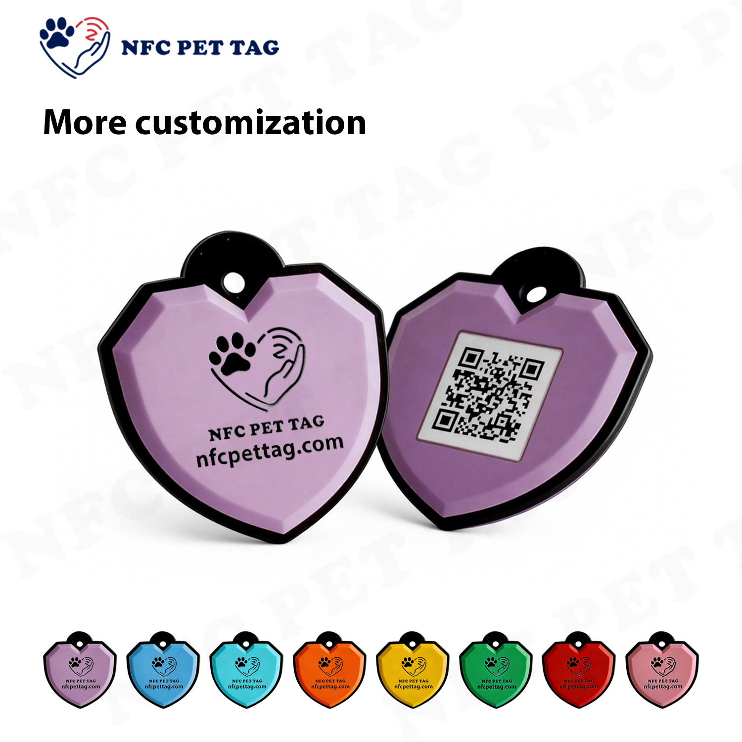 Silicone NFC & QR Code Pet ID Tag Waterproof Scannable Pet Tag