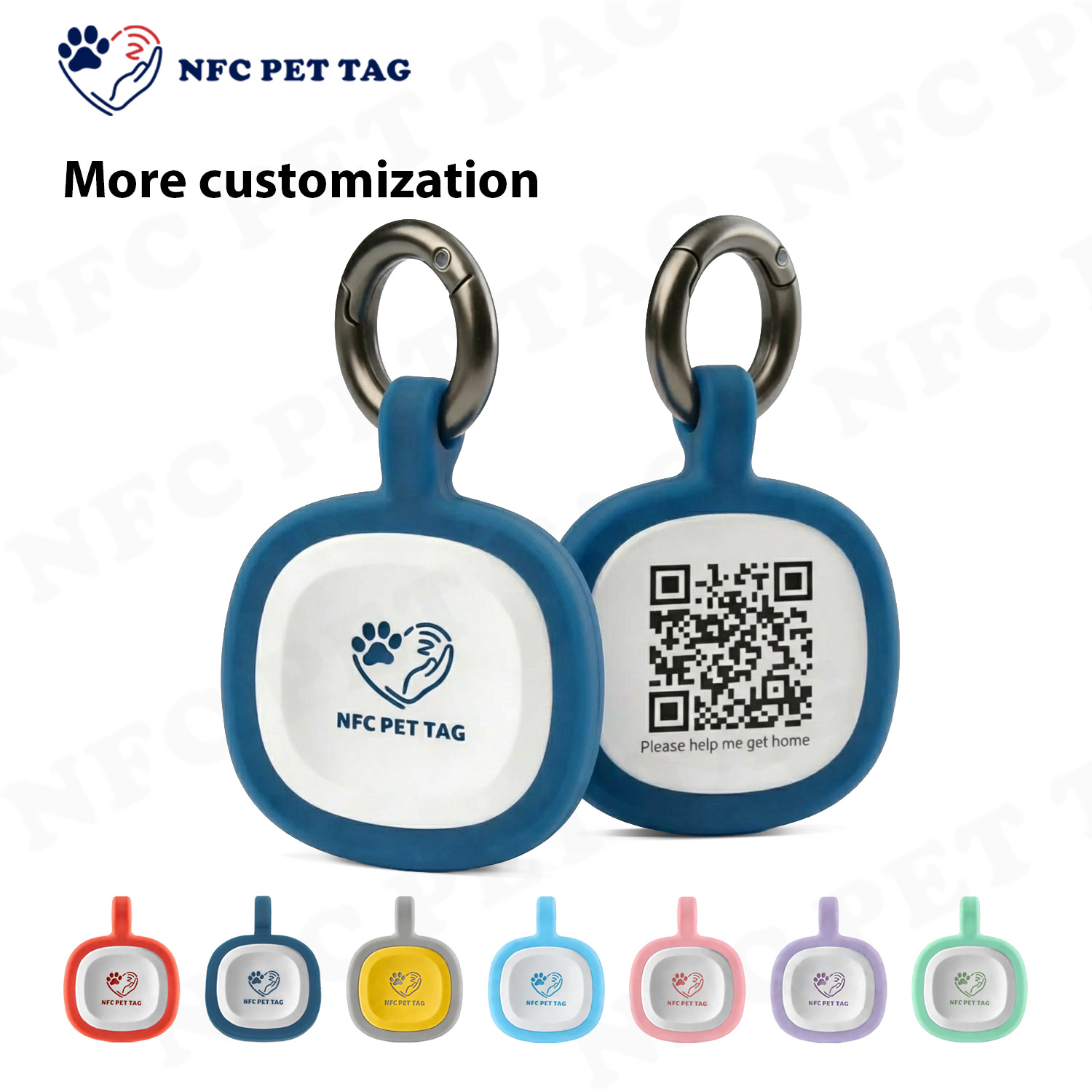 Durable Silicone NFC Pet Tag Encased QR Code Pet ID Tag