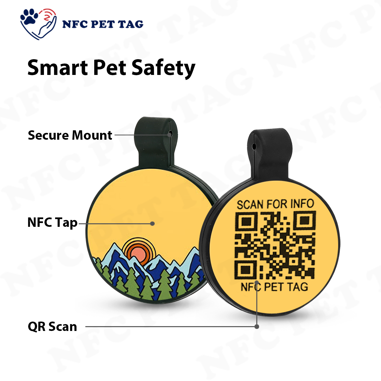 Multi-Tech Anti-Lost Silicone Pet ID Tag RFID NFC QR Code Pet Tag