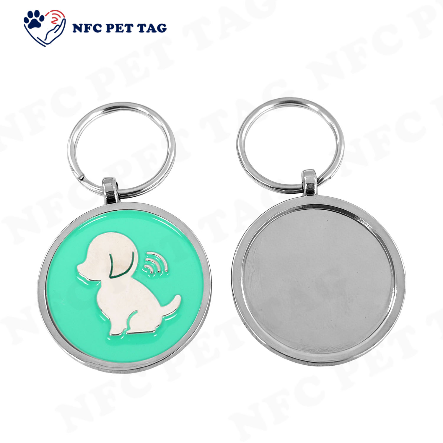 Dog Traction Rope Friendly Colored Epoxy Metal NFC Pet Tag