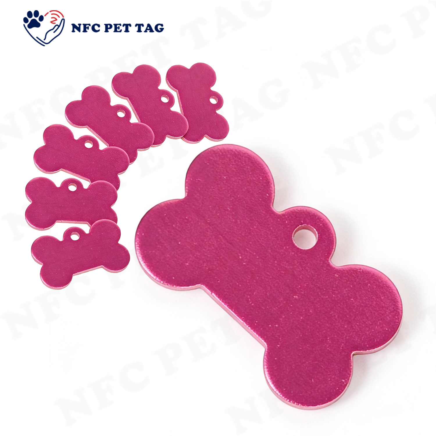 Cute Bone Shaped Metal Pet Tag Durable NFC Pet Attendance Tag