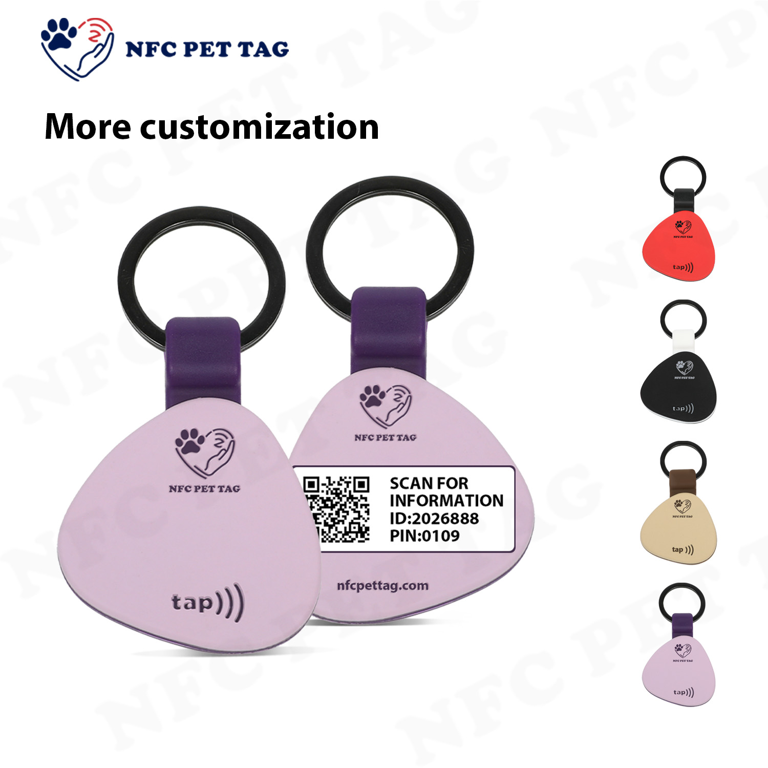 All Weather Silicone NFC Pet Tag with Encased QR Code Core Pet ID Tag