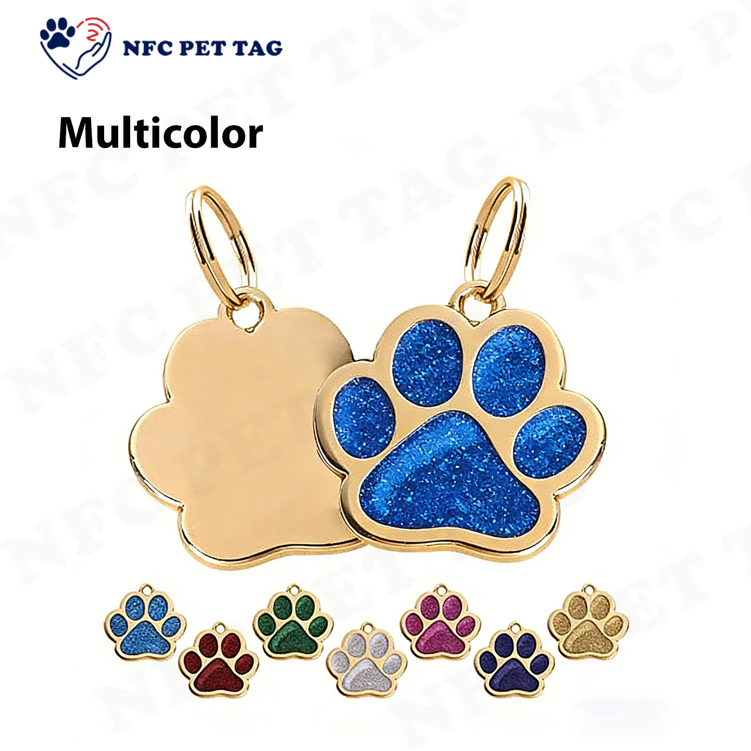 Paw Shape Colorful Metal Pet ID Tag Custom Dog Name Tag