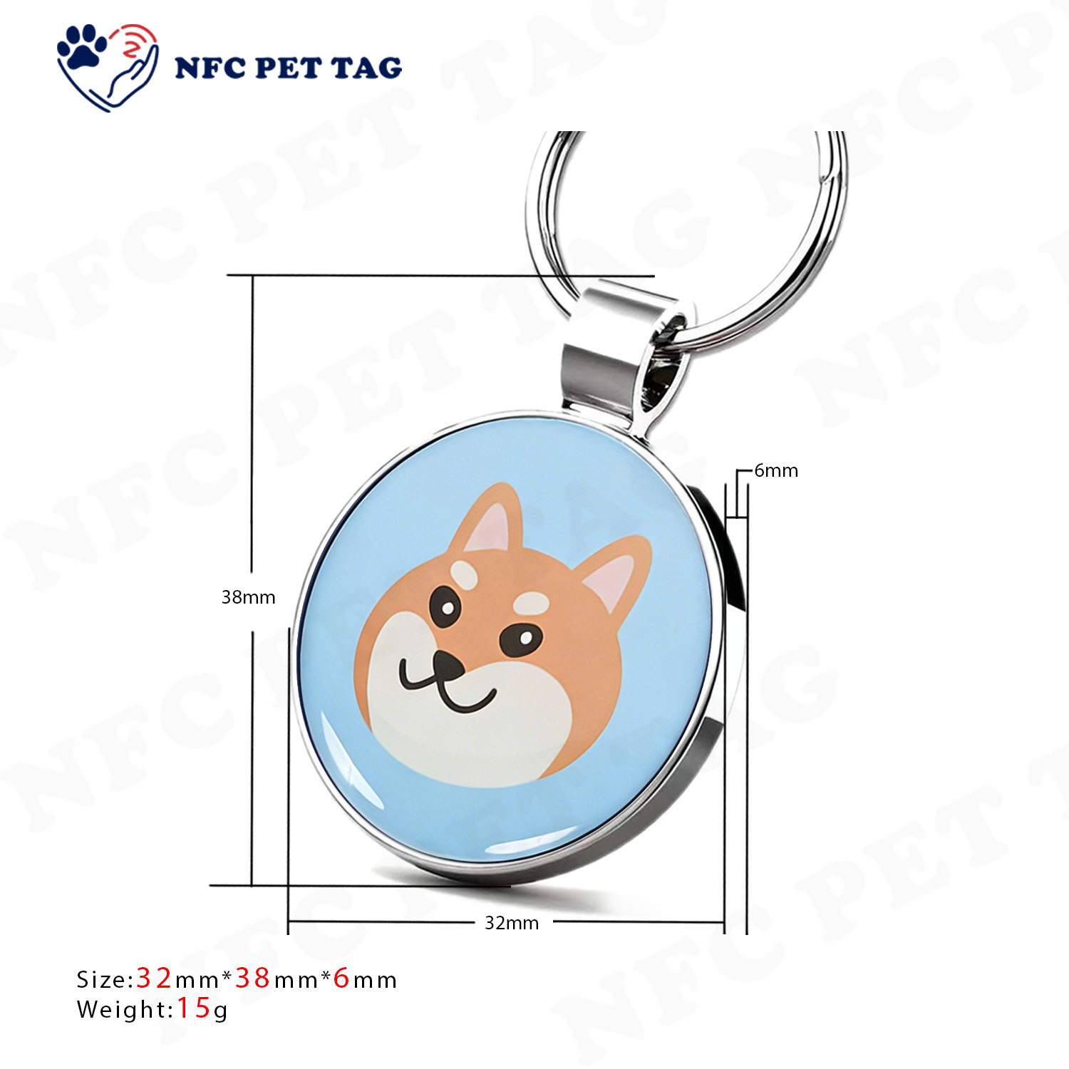 Stainless Steel Pet ID Tag Paw Print Metal NFC PET Tag