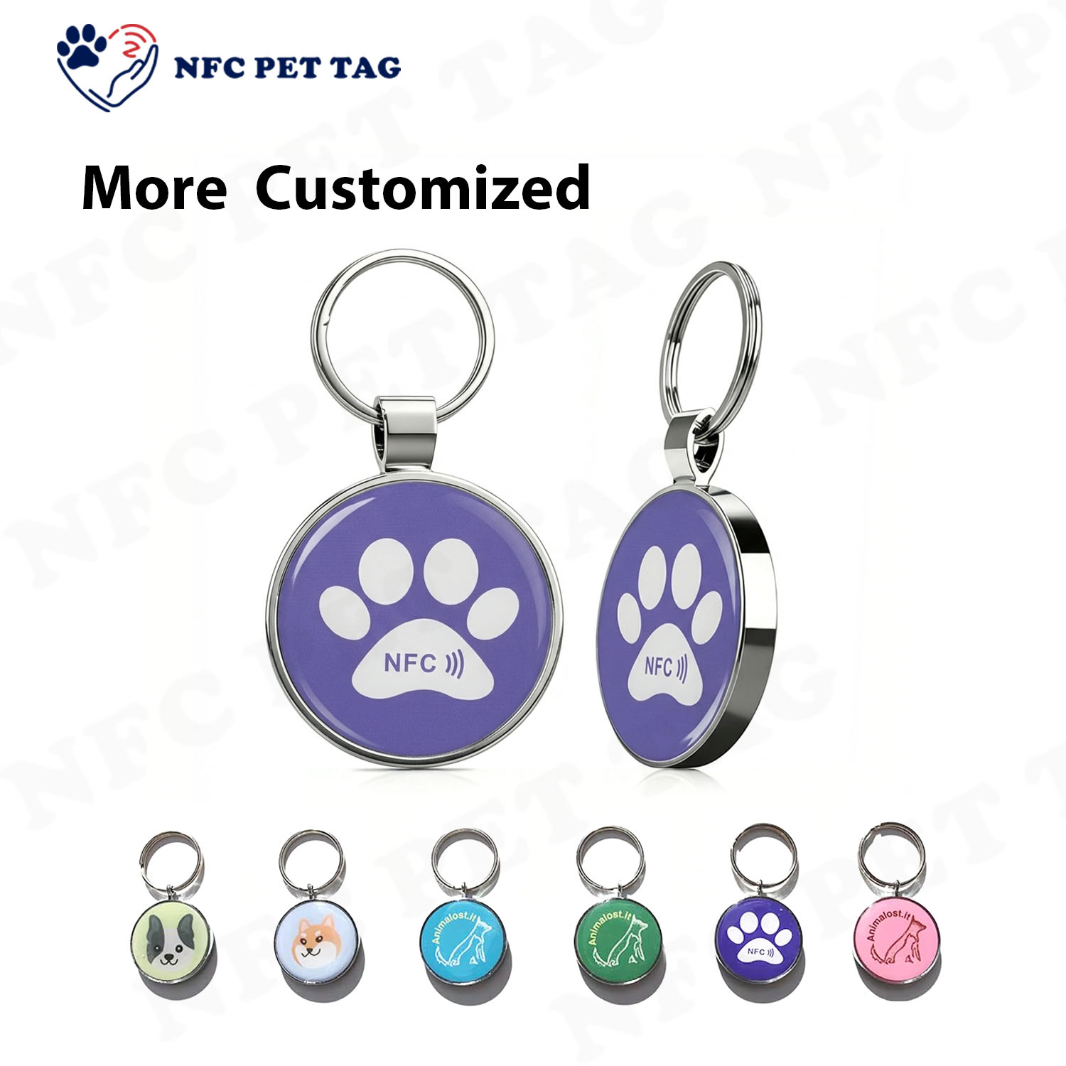 Medical Alert Engraved Metal Pet ID Tag Durable RFID Pet Safety Tag