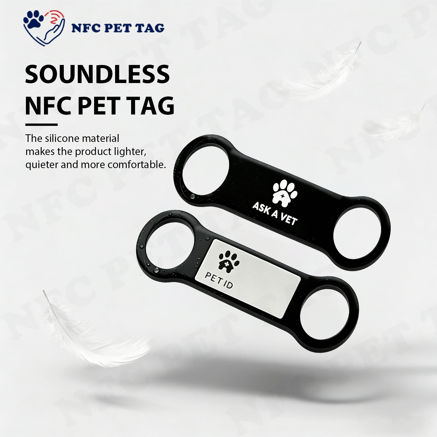 Custom Engraved NFC Pet ID Tag for Dogs Personalized Silicone Name Tag