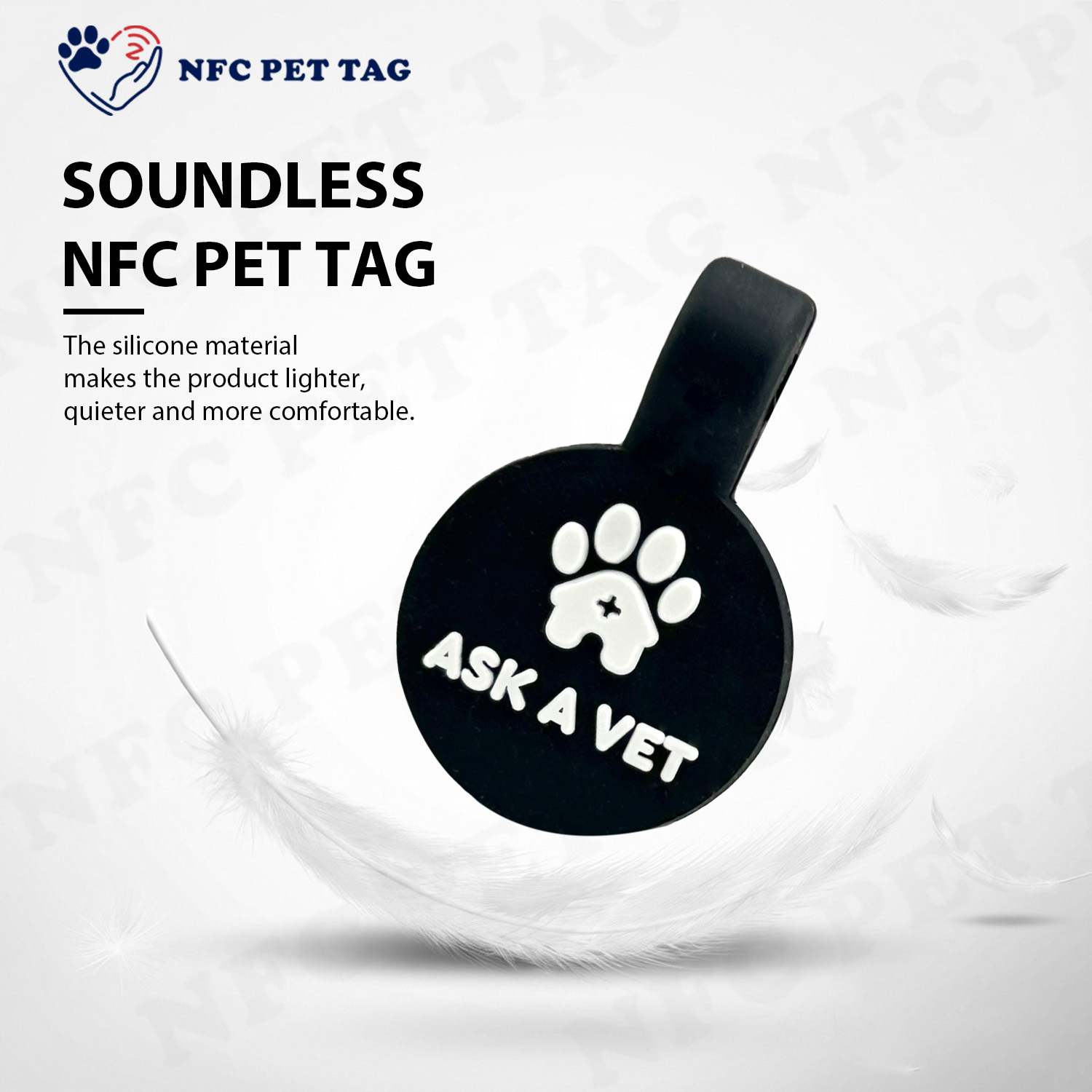 Custom Dog Name Tag with NFC & Personalization Silicone Pet ID Tag
