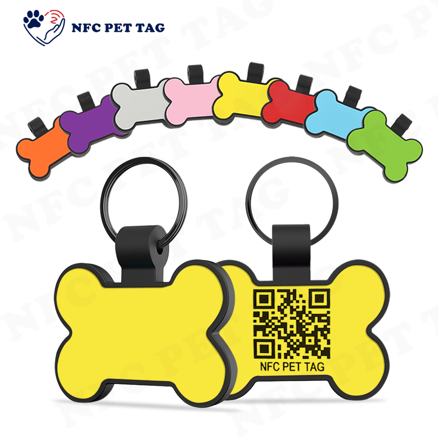Personalized Editable NFC Cute Cartoon QR Code silicone pet tag